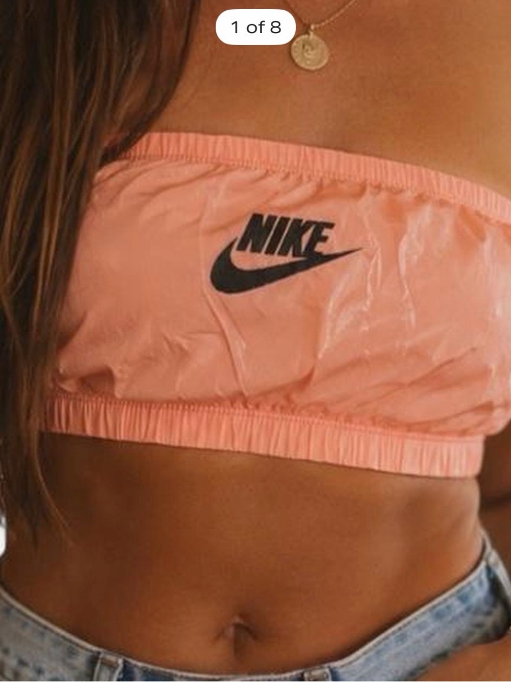 Nike Women's Bando Coral Sports Bra Size Small NWT Cropped
